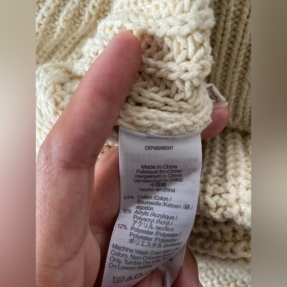 Madewell Rib Raglan Sleeve Chunky Knit Cardigan in Cream/Tan - Picture 6 of 6